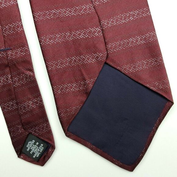 Savile Row Red Silk Tie Italy USA 56.5 3 5/8 - Picture 5 of 6